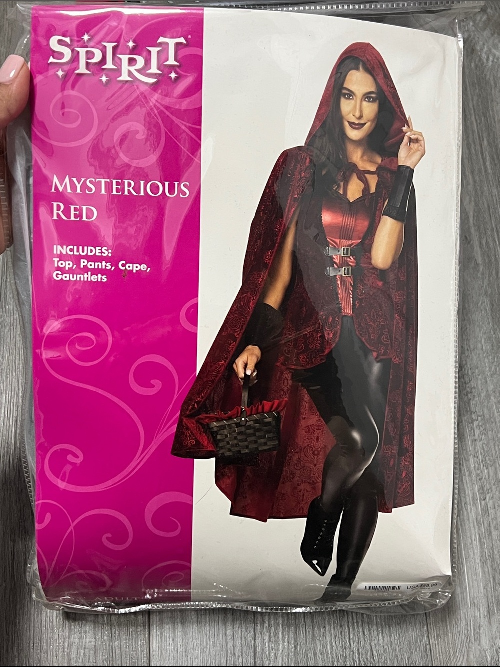 Spirit Mysterious Red woman’s halloween costume with basket / size Large.